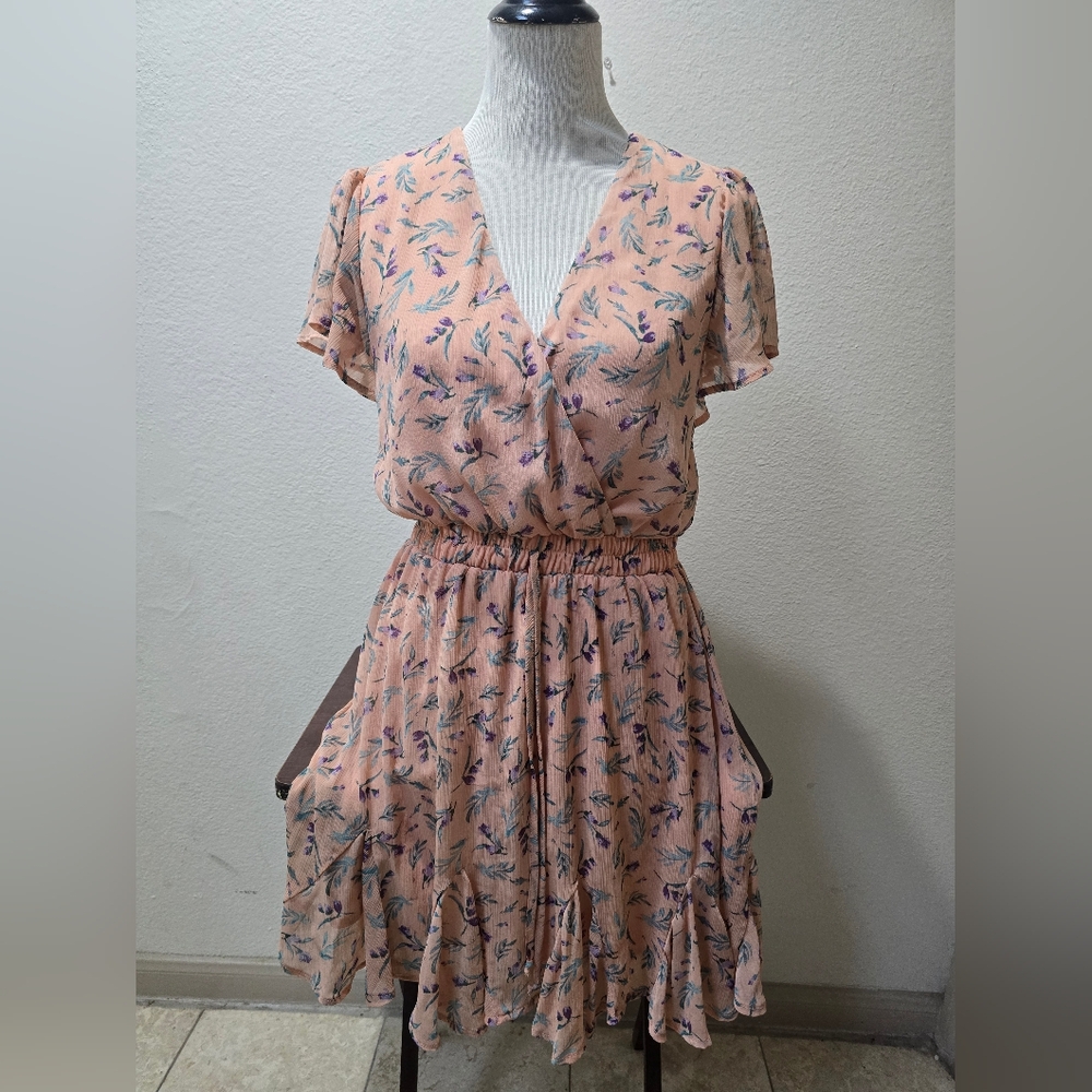 Three Hearts Peach Floral Midi Dress